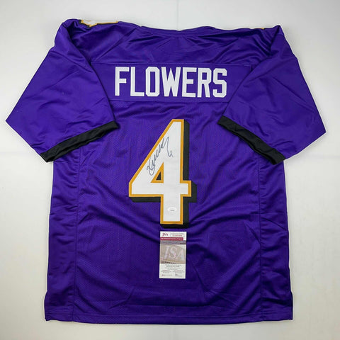 Autographed/Signed Zay Flowers Baltimore Purple Football Jersey JSA COA