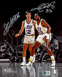 JOHN STOCKTON & KARL MALONE AUTOGRAPHED 8X10 PHOTO JAZZ SPOTLIGHT BECKETT 235779