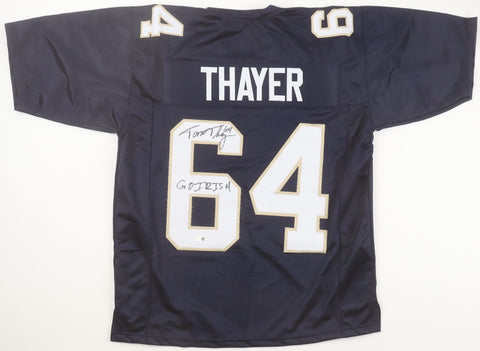 Tom Thayer Signed Notre Dame Fighting Irish Jersey Inscribed "Go Irish" (JSA)