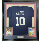 Framed Autographed Carli Lloyd 35x39 Navy Blue Team USA Jersey JSA COA