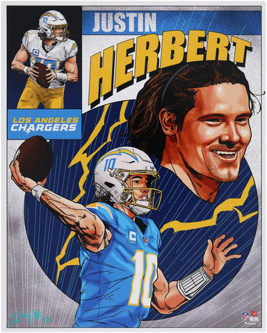 Justin Herbert Chargers 16x20 Photo Print - Art & Signed by Brian Kong - LE 25