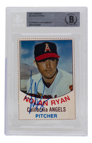 Nolan Ryan Signed 1977 Hostess California Angels Baseball Card #81 BAS 437