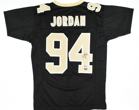 Cam Jordan Autographed Black Pro Style Jersey - Beckett W Hologram *Black