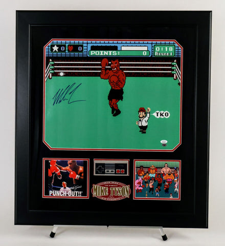 Mike Tyson Autographed 16x20 Punch-Out!! Video Game Photo -- Framed | JSA COA