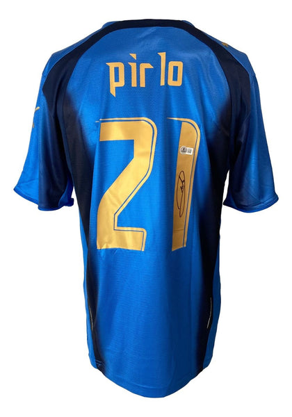 Andrea Pirlo Signed Italy Puma Blue Soccer Jersey BAS