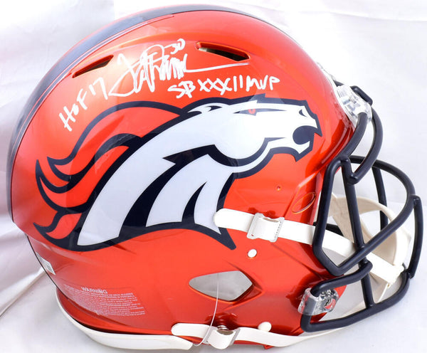 Terrell Davis Signed Broncos F/S Flash Speed Auth Helmet w/ 2 ins-Beckett W Holo