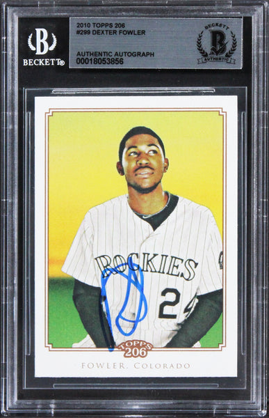 Rockies Dexter Fowler Authentic Signed 2010 Topps 206 #299 Card BAS Slabbed