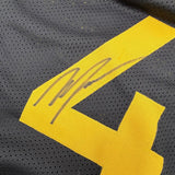 Framed Autographed Moses Moody 35x39 Golden State Black Jersey Beckett BAS COA