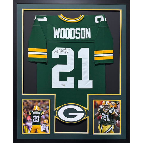Charles Woodson Autographed Signed Framed Packers 2P Jersey FANATICS