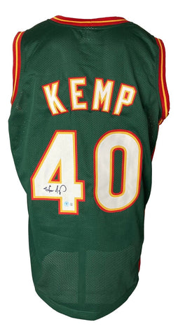 Shawn Kemp Seattle Signed Green Basketball Jersey BAS