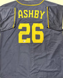 AARON ASHBY Signed Custom Replica Brewers Navy Jersey AUTO - BAS