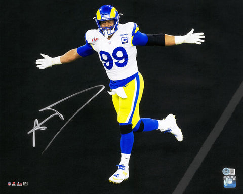 Aaron Donald Signed 16x20 Photo Rams Super Bowl LVI 56 Spotlight Beckett Wit
