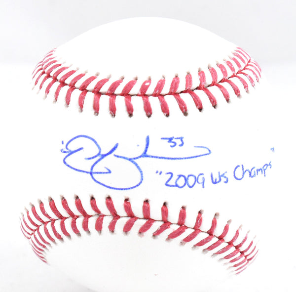 Nick Swisher Autographed Rawlings OML Baseball 2009 WS Champs - Beckett W Holo