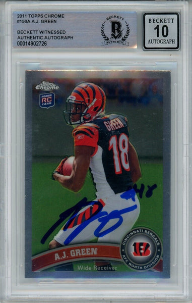 AJ Green Signed Bengals 2011 Topps Chrome #150 Beckett Auto 10 40720