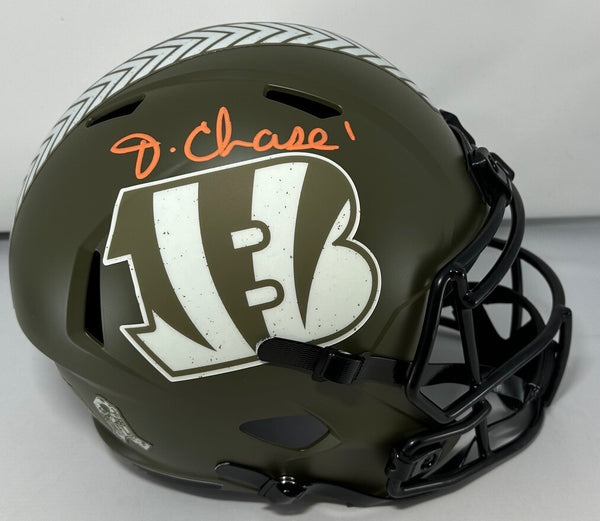 Bengals JA'MARR CHASE Signed Full Size Replica 22 SALUTE Speed Helmet AUTO - BAS
