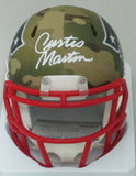 Patriots Hall of Famer CURTIS MARTIN Signed Riddell CAMO Mini Helmet AUTO - PSA