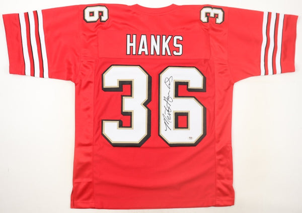 Merton Hanks Signed Francisco 49ers Jersey (PSA) Super Bowl XXIX Champion D.B.