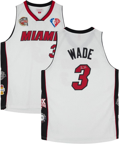 Dwyane Wade Miami Heat Signed White Mitchell & Ness Hall of Fame Swingman Jersey
