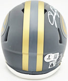 JOSH JACOBS AUTOGRAPHED PACKERS SLATE GRAY SPEED MINI HELMET BECKETT 230237
