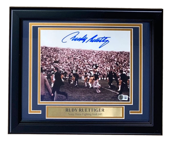 Rudy Ruettiger Signed Framed 8x10 Notre Dame Fighting Irish Photo BAS