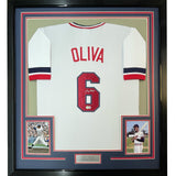 Framed Autographed/Signed Tony Oliva 35x39 Minnesota White Jersey BAS COA