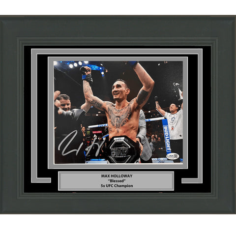 Framed Autographed/Signed Max Holloway UFC Black 8x10 Photo BAS COA