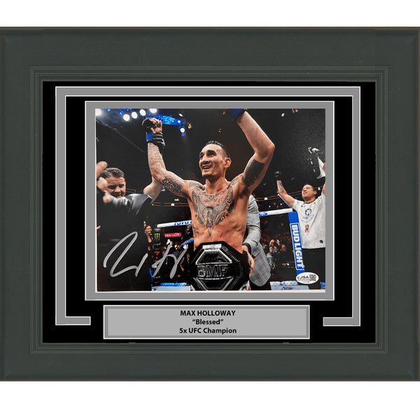 Framed Autographed/Signed Max Holloway UFC Black 8x10 Photo BAS COA