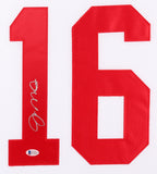 Joe Montana Signed San Francisco 49ers 35x43 Custom Framed Jersey (Beckett COA)