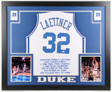Christian Laettner Signed Duke Blue Devils 35"x 43" Framed Stat Jersey (JSA COA)