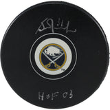 Grant Fuhr Autographed/Signed Buffalo Sabres Logo Puck HOF JSA 53955