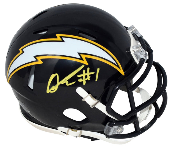QUENTIN JOHNSTON SIGNED LOS ANGELES CHARGERS 2025 ALT SPEED MINI HELMET BECKETT