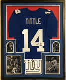 FRAMED NEW YORK GIANTS Y.A. TITTLE AUTOGRAPHED SIGNED INSCRIBED JERSEY JSA COA