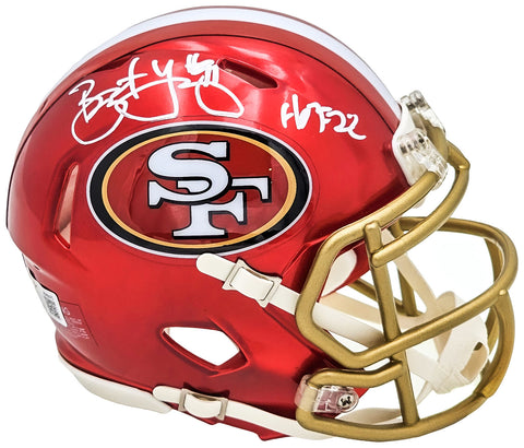 BRYANT YOUNG AUTOGRAPHED 49ERS FLASH RED SPEED MINI HELMET HOF 22 BECKETT 215664