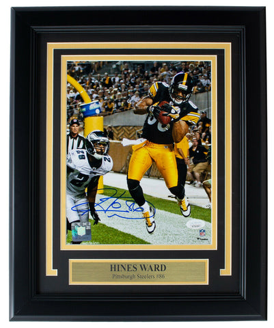 Hines Ward Signed Framed Pittsburg Steelers 8x10 Vs Eagles Photo JSA ITP