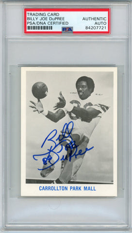 Billy Joe Dupree Autographed Dallas Cowboys 1982 Schedule Card PSA Slab 32633