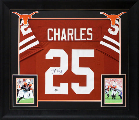 Texas Jamaal Charles Signed Burnt Orange Pro Style Framed Jersey BAS Witnessed