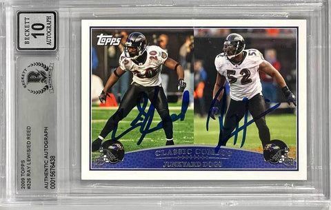 Ray Lewis & Ed Reed Signed 2009 Topps #236 Slabbed Beckett 39856