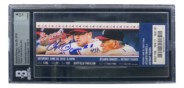 Chipper Jones Signed Atlanta Braves June 26 2010 Game Ticket HR #431 BAS Auto 10