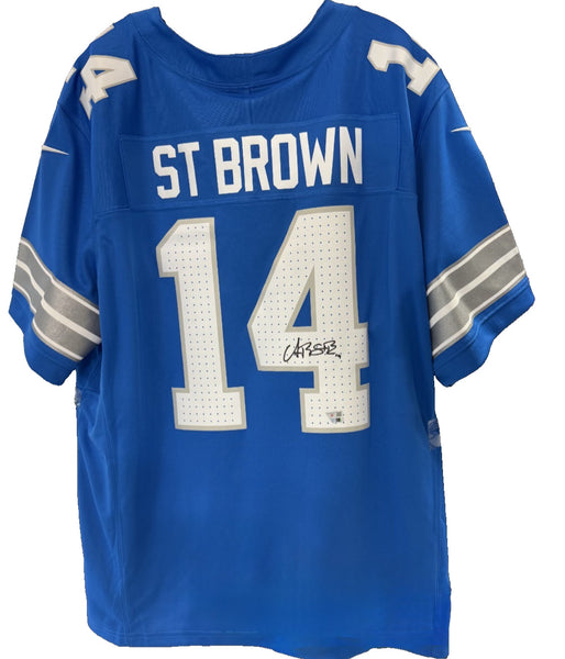 Amon Ra St Brown Signed Nike Blue Vapor Fuse Limited Jersey Lions Auto Fanatics