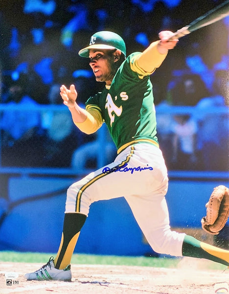 Oak Athletics WS Champ BERT CAMPANERIS Signed 16x20 Action photo #1 AUTO - JSA