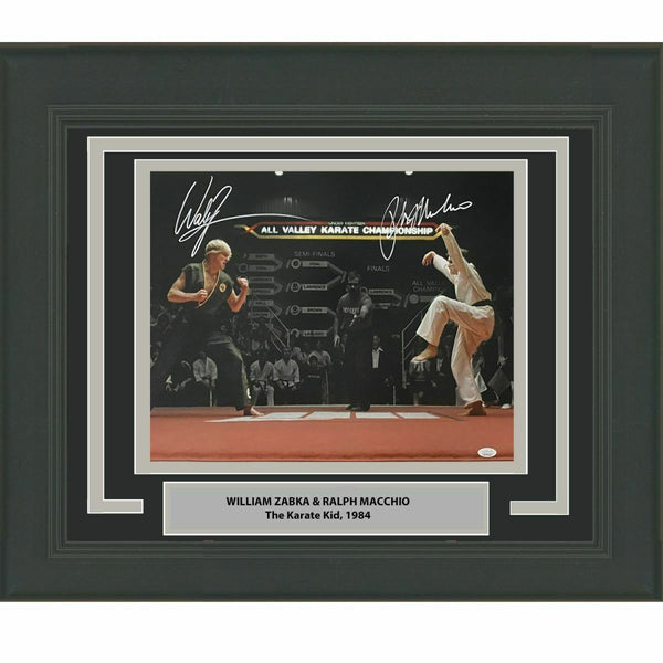 FRAMED Autographed/Signed WILLIAM ZABKA & RALPH MACCHIO 16x20 Photo JSA COA