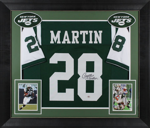Curtis Martin Authentic Signed Green Pro Style Framed Jersey Autographed PSA Itp
