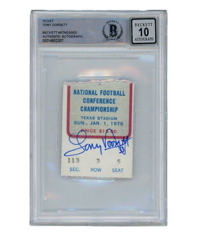 Tony Dorsett Signed 1/1/1978 NFC Championship Ticket Stub Beckett 39444