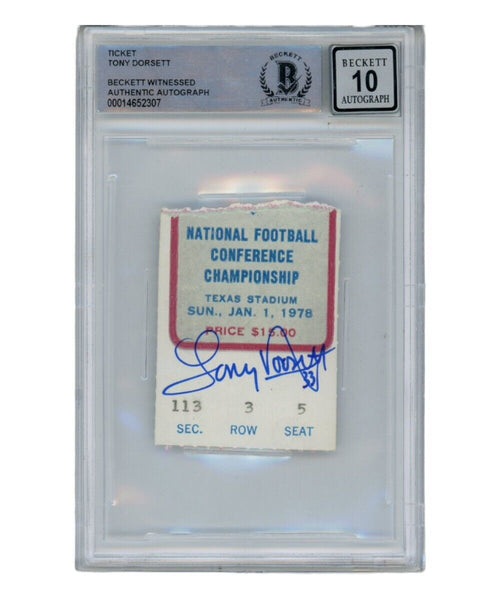 Tony Dorsett Signed 1/1/1978 NFC Championship Ticket Stub Beckett 39444