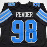 Autographed/Signed D.J. DJ Reader Detroit Black Football Jersey Beckett BAS COA