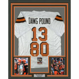 FRAMED Autographed/Signed ODELL BECKHAM JR JARVIS LANDRY 33x42 Jersey JSA COA