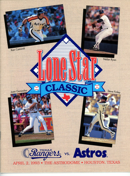 Texas Rangers Lone Star Classic 1993 Magazine Ticket Stub 4/2/93 vs Astros 56265