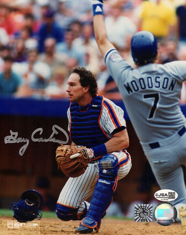 Gary Carter Signed New York Mets Catcher Action 8x10 Photo - (JSA COA)