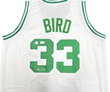 BOSTON CELTICS LARRY BIRD AUTOGRAPHED WHITE JERSEY BECKETT BAS WITNESS 236681