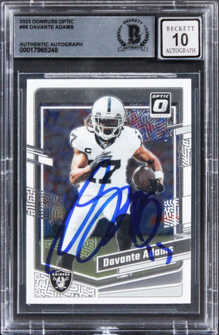 Raiders Davante Adams Signed 2023 Donruss Optic #96 Card Auto 10! BAS Slabbed